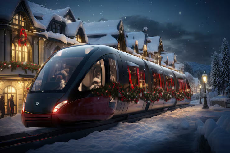 Italian Christmas railway mountains snow