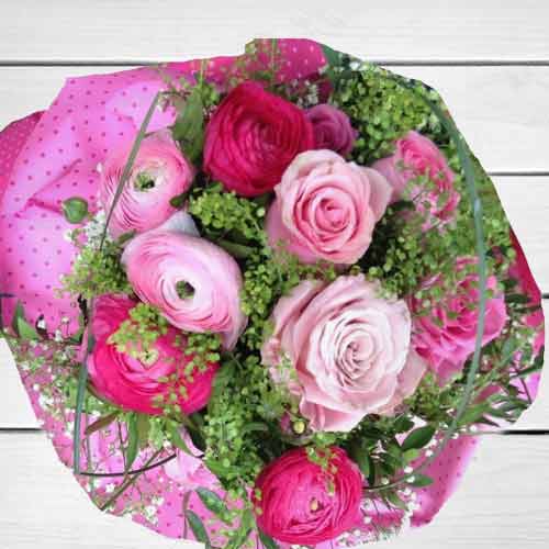Bouquet Of Roses And Ranunculus-Mothers Day Roses