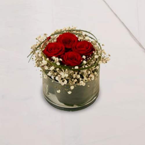 Roses In Vase-Flowers For Anniversary Delivery