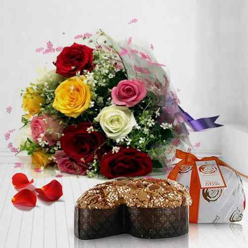 Enduring Rose With Cake-Cake And Rose Delivery Italy