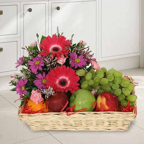 Fruits And Flower Basket-Flower And Fruit Basket Delivery