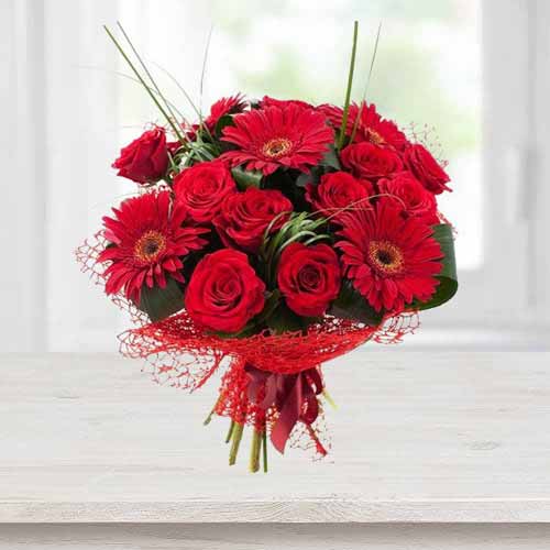 Gerbera Rose Bouquet-Send Anniversary Flowers For Wife