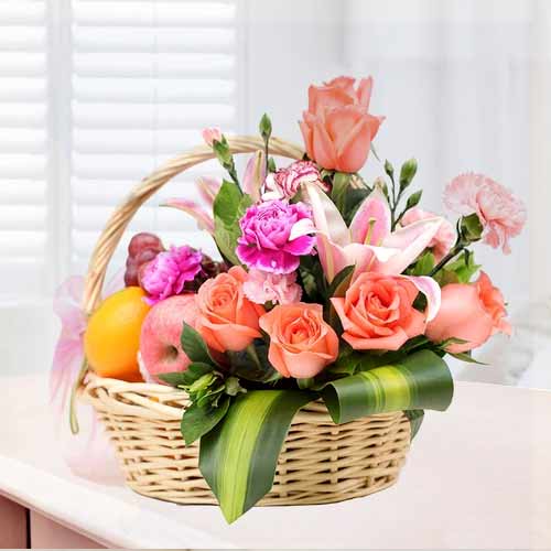 Luscious Treat-Flowers And Fruit Anniversary Gifts