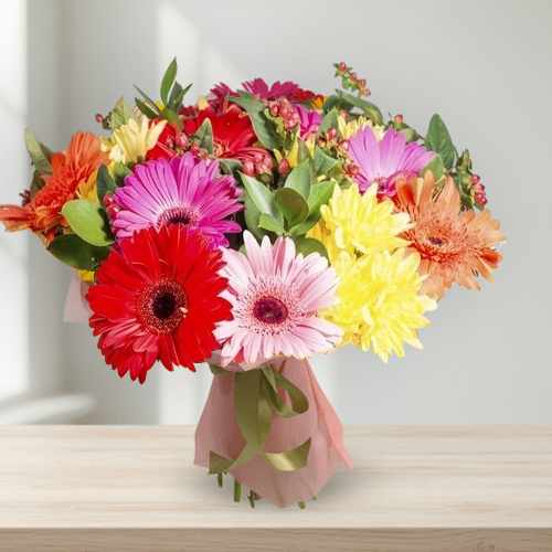 Gerbera & Mixed Flower Bouquet For Italy Celebrations And Joyful Gifting