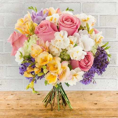 Pink Rose & Freesia Bouquet For Italy Elegant Celebrations And Gifting