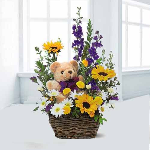 Teddy With Flower Basket