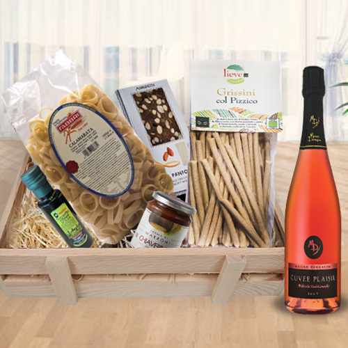 - Rose Wine & Gourmet Gift Basket For Her