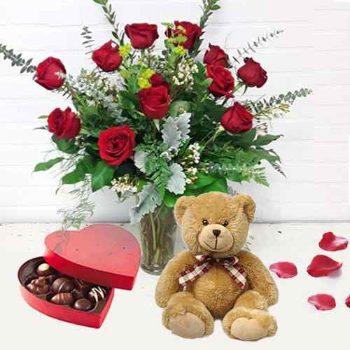My Combination For You-Send Rose Teddy Bear To Italy