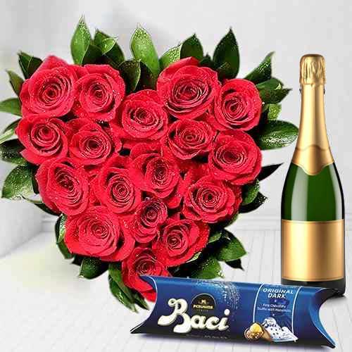 Red Rose Chocolate And Wine Hamper-Best Birthday Gift For Best Friend