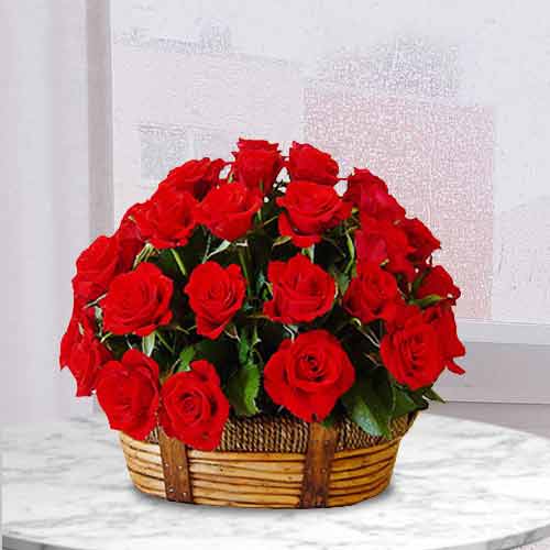 Red Roses Basket For Wife