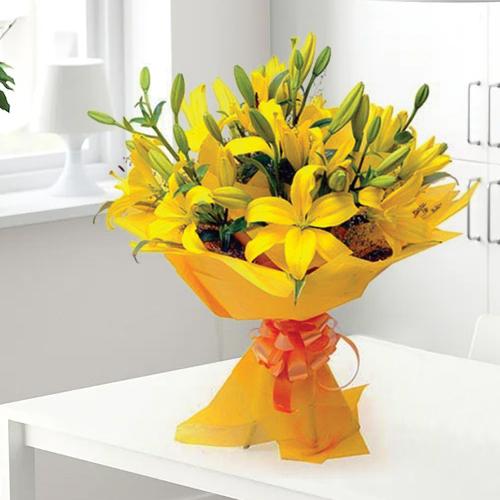 Yellow Lilies Bouquet-Flowers To Send For Get Well Soon
