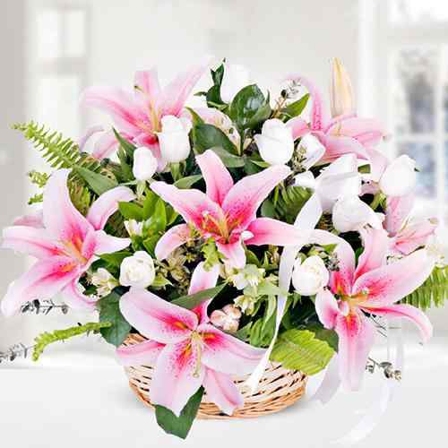 Pink Lily Basket-Best Flowers To Give For Birthday