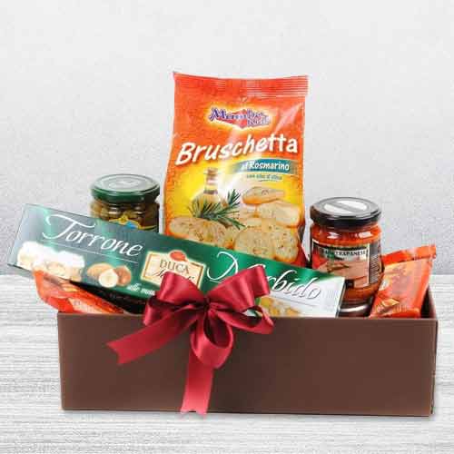 Torrone And Bruschetta Basket-Gourmet Food Gifts To Send