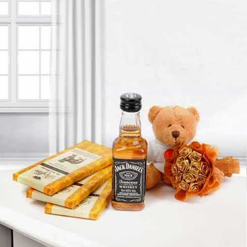 Teddy Dark Chocolates With Jack Daniel-Romantic Gifts For Boyfriend