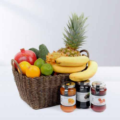 Fruits Basket With Jam-Holiday Fruit Baskets Delivered