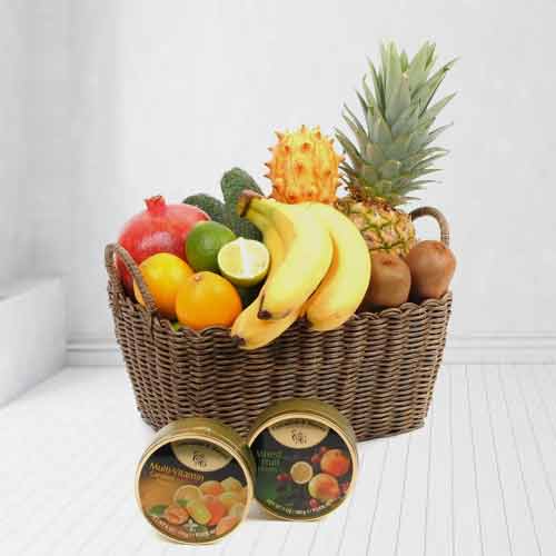 Seasonal Fruit Basket  And Candies-Gift Ideas For Great Grandpa