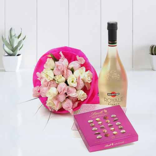 Martini Bianco Forever Bouquet  And Chocolates-Mother's Day Chocolate And Wine Delivery