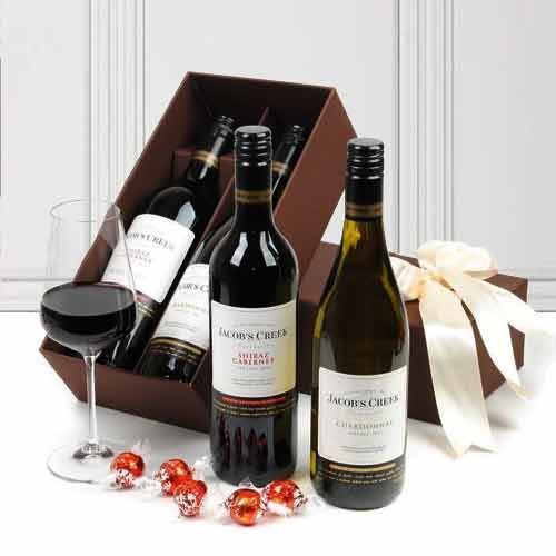 Red And White Wine And Chocolates-Birthday Gifts For Long Distance Friends