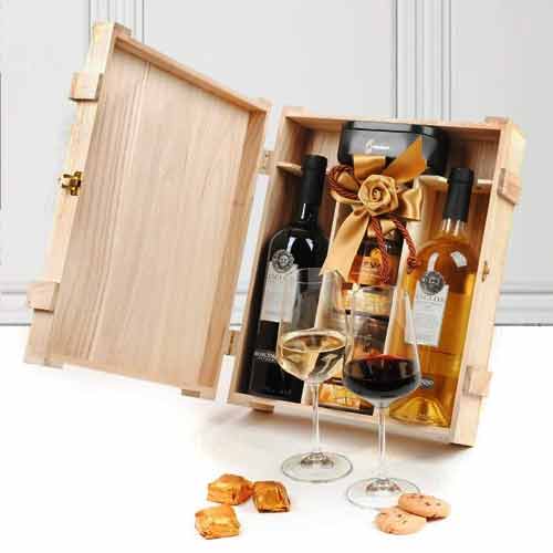 Wine Duo With Sweets-Wedding Gifts For Couples