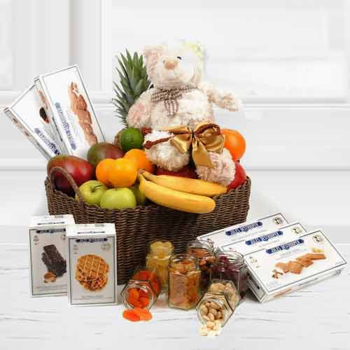 Teddy And Fruits And Biscuit
