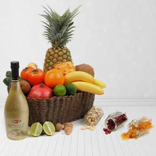 Nut And Fruits Basket With Martini-Mother's Day Gifts For Grandmothers