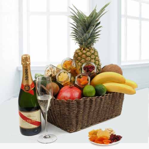 Cherished With Champagne And Fruits-Farewell Gift Ideas For Coworker