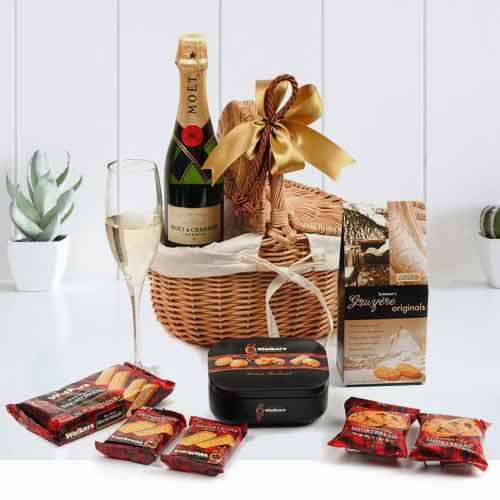 Champagne With Savoury Gift Basket-Couple Gifts For Long Distance