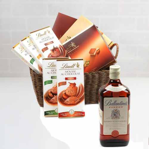 Lindt Chocolate Basket With Whiskey-Birthday Ideas For Adult Son