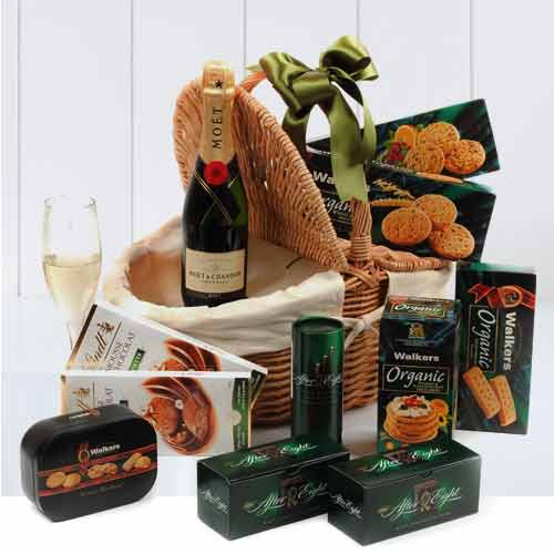 Moet Imperial And Sweet Treat Hamper-Christmas Gift Ideas For Son And Daughter In Law