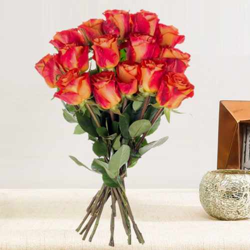 15 Orange Roses Bouquet-Birthday Gift Ideas For Mom From Daughter