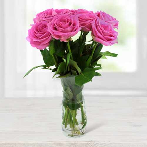 9 Hot Pink Roses Bouquet-Send Roses For Mother's Day