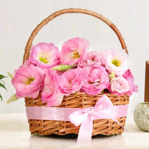 Basket Of Pink Flowers-Best Birthday Gifts To Deliver