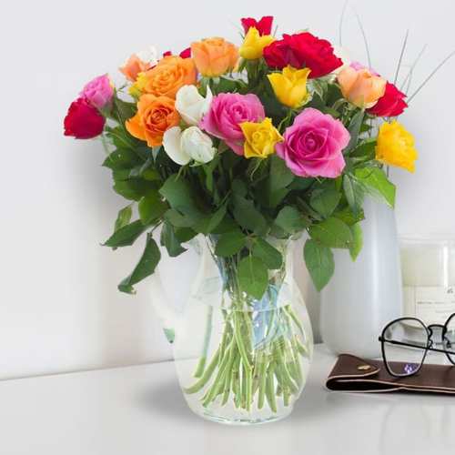 Bouquet Of Multi-coloured Roses