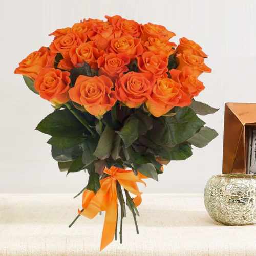 Bouquet Of Orange Roses-Get Well Soon Rose Flowers