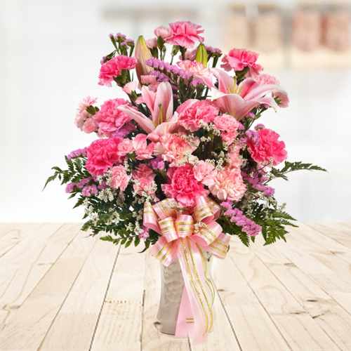 Bunch Of Pink Flowers Bouquet-Bereavement Flower Arrangement