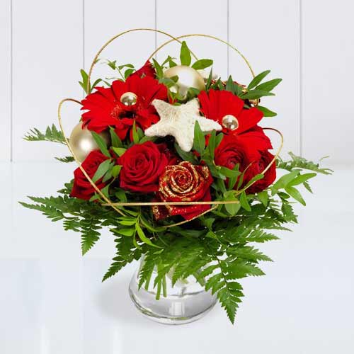 Christmas Red Flowers Bouquet-Christmas Bouquet To Italy