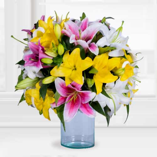 Colourful Lilies Bouquet-Bouquet For Congratulations