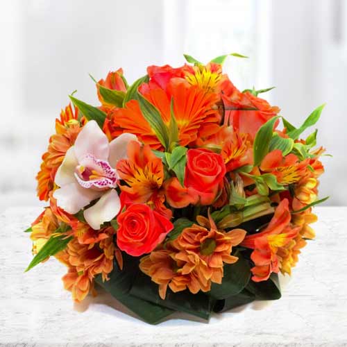 Delicate Orange Flowers Centerpiece-Floral Arrangements For Her