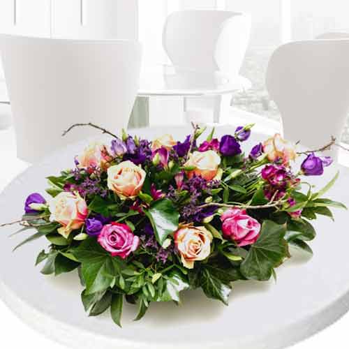 Arrangement Of Purple N Pink Flowers-Flowers To Give Someone In Mourning