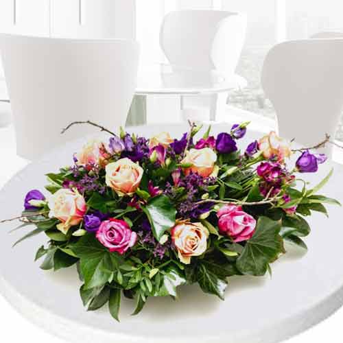 Arrangement Of Purple N Pink Flowers