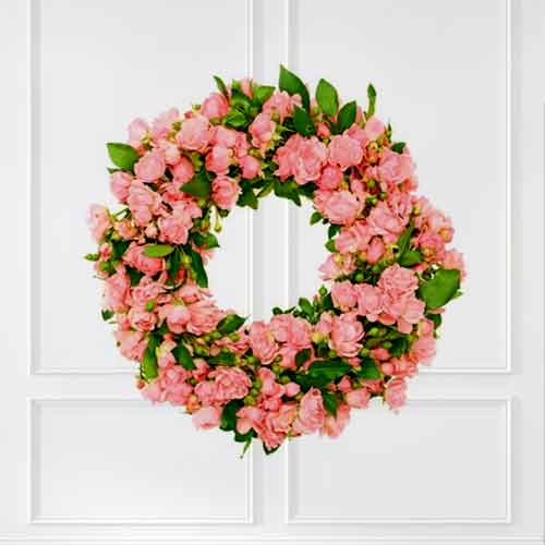 Funeral Pink Flowers Wreath
