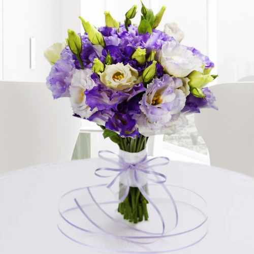Lisianthus Bouquet-Flower Bouquet With Congratulations