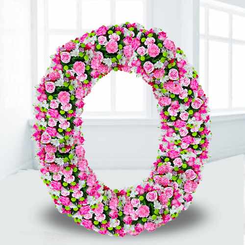 Pink Flowers Funeral Wreath