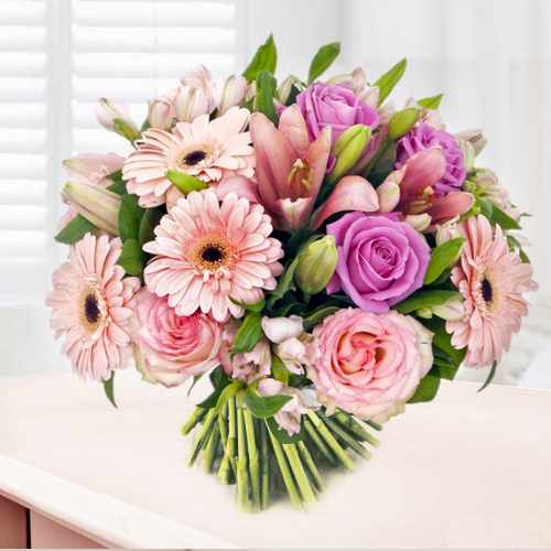 Pink Shaded Flower Bouquet-Parents Day Flowers