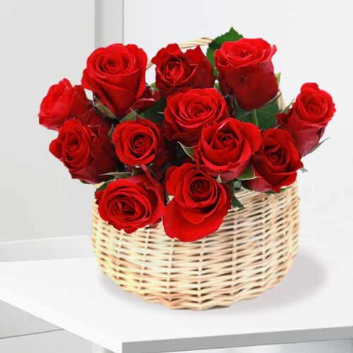 Red Roses Basket-Anniversary Rose For Husband