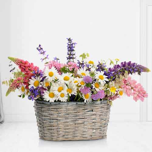 Spring Flowers In A Basket
