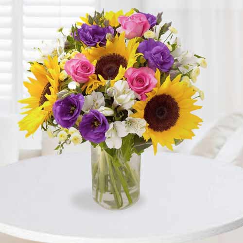 Sunflower N Mixed Flowers Bouquet-Best Apology Flowers