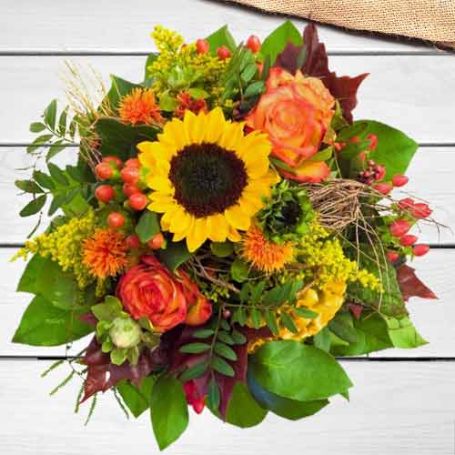 Sunflowers N Orange Roses Bouquet-Apology Flowers For Boyfriend