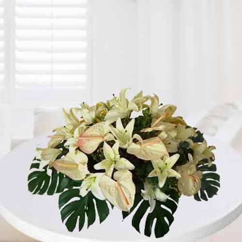 White Flowers Arrangement-White Flower Bouquet For Funeral