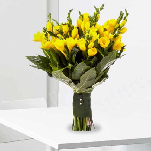 Yellow Freesias Bouquet-Mom's Day Flowers